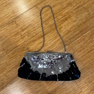 Apt 9 black silver sequin chain shoulder evening bag